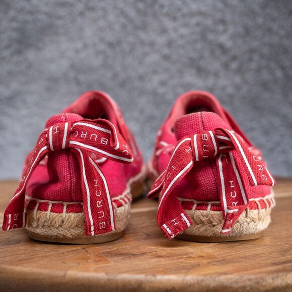 Tory Burch Logo Red Grosgrain Espadrille Women's Size 6.5 EUC - Picture 4 of 6